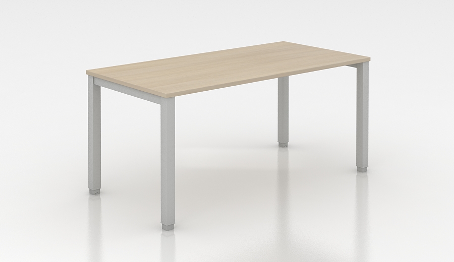 Mesa de oficina de madera y patas metálicas en gris