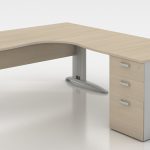 Mesa de oficina con ala en madera y acabados en gris