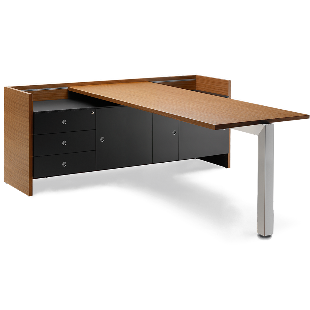 Meda de escritorio para oficinas en madera y color negro