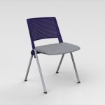 Silla confidente acolchada en color morado y gris