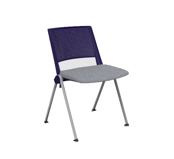 Silla confidente acolchada en color morado y gris. Mobiliario de oficina