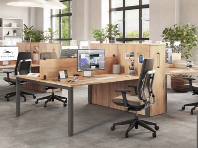Mobiliario para oficinas de espacio abierto con diferentes puestos de trabajo