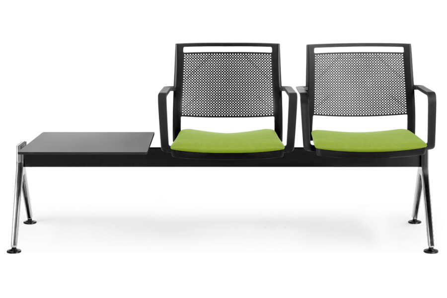 Banco de sillas para sala de espera en color negro y verde